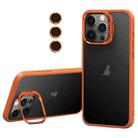 For iPhone 12 Pro Max Lens Holder Frosted Phone Case(Orange) - 1