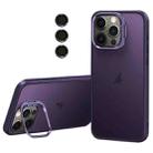 For iPhone 12 Pro Max Lens Holder Frosted Phone Case(Purple) - 1