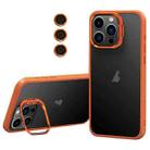 For iPhone 13 Pro Lens Holder Frosted Phone Case(Orange) - 1
