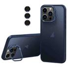 For iPhone 13 Pro Lens Holder Frosted Phone Case(Blue) - 1