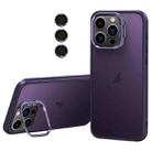For iPhone 13 Pro Lens Holder Frosted Phone Case(Purple) - 1