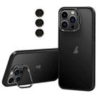 For iPhone 13 Pro Max Lens Holder Frosted Phone Case(Black) - 1