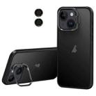 For iPhone 14 Plus Lens Holder Frosted Phone Case(Black) - 1
