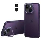 For iPhone 14 Plus Lens Holder Frosted Phone Case(Purple) - 1