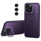 For iPhone 14 Pro Lens Holder Frosted Phone Case(Purple) - 1