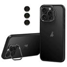 For iPhone 14 Pro Max Lens Holder Frosted Phone Case(Black) - 1