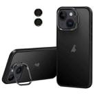 For iPhone 15 Lens Holder Frosted Phone Case(Black) - 1