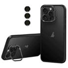 For iPhone 15 Pro Lens Holder Frosted Phone Case(Black) - 1