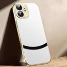For iPhone 12 Gilt Leather Electroplated Phone Case(White) - 1