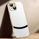 For iPhone 13 Gilt Leather Electroplated Phone Case(White) - 1
