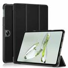 For OnePlus Pad Go / OPPO Pad Air2 / Neo Custer Solid Color 3-fold Holder Smart Leather Tablet Case(Black) - 1