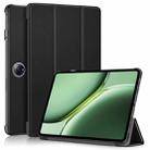 For OnePlus Pad Pro / Pad 2 Custer Solid Color 3-fold Holder Smart Leather Tablet Case(Black) - 1