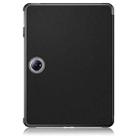 For OnePlus Pad Pro / Pad 2 Custer Solid Color 3-fold Holder Smart Leather Tablet Case(Black) - 3