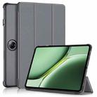 For OnePlus Pad Pro Custer Solid Color 3-fold Holder Smart Leather Tablet Case(Grey) - 1