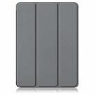 For OnePlus Pad Pro Custer Solid Color 3-fold Holder Smart Leather Tablet Case(Grey) - 2