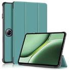 For OnePlus Pad Pro Custer Solid Color 3-fold Holder Smart Leather Tablet Case(Green) - 1