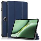 For OnePlus Pad Pro / Pad 2 Custer Solid Color 3-fold Holder Smart Leather Tablet Case(Dark Blue) - 1