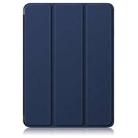 For OnePlus Pad Pro / Pad 2 Custer Solid Color 3-fold Holder Smart Leather Tablet Case(Dark Blue) - 2