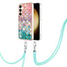 For Samsung Galaxy S24+ 5G Electroplating Pattern IMD TPU Shockproof Case with Neck Lanyard(Colorful Scales) - 1