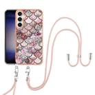 For Samsung Galaxy S24 FE 5G Electroplating Pattern IMD TPU Shockproof Case with Neck Lanyard(Pink Scales) - 2