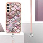 For Samsung Galaxy S24 FE 5G Electroplating Pattern IMD TPU Shockproof Case with Neck Lanyard(Pink Scales) - 3
