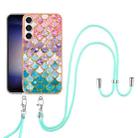 For Samsung Galaxy S24 FE 5G Electroplating Pattern IMD TPU Shockproof Case with Neck Lanyard(Colorful Scales) - 2