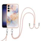For Samsung Galaxy S24 FE 5G Electroplating Pattern IMD TPU Shockproof Case with Neck Lanyard(Milky Way White Marble) - 2