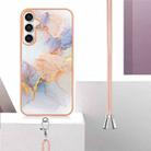 For Samsung Galaxy S24 FE 5G Electroplating Pattern IMD TPU Shockproof Case with Neck Lanyard(Milky Way White Marble) - 3