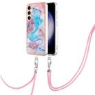 For Samsung Galaxy S24 FE 5G Electroplating Pattern IMD TPU Shockproof Case with Neck Lanyard(Milky Way Blue Marble) - 1