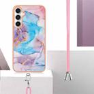 For Samsung Galaxy S24 FE 5G Electroplating Pattern IMD TPU Shockproof Case with Neck Lanyard(Milky Way Blue Marble) - 3
