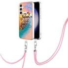 For Samsung Galaxy S24 FE 5G Electroplating Pattern IMD TPU Shockproof Case with Neck Lanyard(Dream Chasing Butterfly) - 1