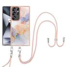 For Samsung Galaxy S25 Ultra 5G Electroplating Pattern IMD TPU Shockproof Case with Neck Lanyard(Milky Way White Marble) - 2