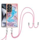 For Samsung Galaxy S25 Ultra 5G Electroplating Pattern IMD TPU Shockproof Case with Neck Lanyard(Milky Way Blue Marble) - 2