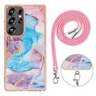 For Samsung Galaxy S25 Ultra 5G Electroplating Pattern IMD TPU Shockproof Case with Neck Lanyard(Milky Way Blue Marble) - 3