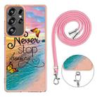 For Samsung Galaxy S25 Ultra 5G Electroplating Pattern IMD TPU Shockproof Case with Neck Lanyard(Dream Chasing Butterfly) - 3