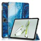 For OnePlus Pad Go / OPPO Pad Air2 / Neo Custer Painted 3-fold Holder Smart Leather Tablet Case(Waves) - 1