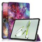 For OnePlus Pad Go / OPPO Pad Air2 Custer Painted 3-fold Holder Smart Leather Tablet Case(Galaxy) - 1