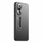 For Huawei nova 10 Frosted Metal Hybrid TPU Holder Phone Case(Black) - 1