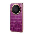 For Huawei Mate 60 Denior Crocodile Texture Genuine Leather Electroplating Phone Case(Purple) - 2