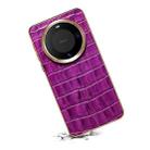 For Huawei Mate 60 Denior Crocodile Texture Genuine Leather Electroplating Phone Case(Purple) - 4