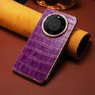 For Huawei Mate 60 Denior Crocodile Texture Genuine Leather Electroplating Phone Case(Purple) - 6