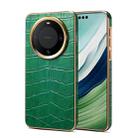 For Huawei Mate 60 Pro / Pro+ Denior Crocodile Texture Genuine Leather Electroplating Phone Case(Green) - 1