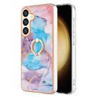 For Samsung Galaxy S24 5G Electroplating Pattern IMD TPU Shockproof Case with Rhinestone Ring Holder(Milky Way Blue Marble) - 1