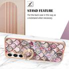 For Samsung Galaxy S24 FE 5G Electroplating Pattern IMD TPU Shockproof Case with Rhinestone Ring Holder(Pink Scales) - 3