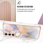 For Samsung Galaxy S24 FE 5G Electroplating Pattern IMD TPU Shockproof Case with Rhinestone Ring Holder(Milky Way White Marble) - 3