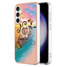 For Samsung Galaxy S24 FE 5G Electroplating Pattern IMD TPU Shockproof Case with Rhinestone Ring Holder(Dream Chasing Butterfly) - 1