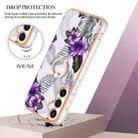 For Samsung Galaxy S24 FE 5G Electroplating Pattern IMD TPU Shockproof Case with Rhinestone Ring Holder(Purple Flower) - 2