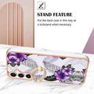 For Samsung Galaxy S24 FE 5G Electroplating Pattern IMD TPU Shockproof Case with Rhinestone Ring Holder(Purple Flower) - 3