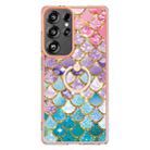 For Samsung Galaxy S25 Ultra 5G Electroplating Pattern IMD TPU Shockproof Case with Rhinestone Ring Holder(Colorful Scales) - 2