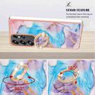 For Samsung Galaxy S25 Ultra 5G Electroplating Pattern IMD TPU Shockproof Case with Rhinestone Ring Holder(Milky Way Blue Marble) - 3